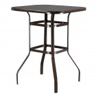 US Bar Height Patio Table Bistro High Top Patio Table Outdoor Bar  Table Metal Frame Tempered Glass Table Brown