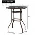  US Direct  Bar Height Patio Table Bistro High Top Patio Table Outdoor Bar  Table Metal Frame Tempered Glass Table Brown