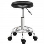 [US Direct] Bar Stool With 5 Casters 360 Degree Rotation Soft Comfortable Pu Leather Round Stool 150kg Load-bearing Textured Black