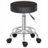  US Direct  Bar Stool With 5 Casters 360 Degree Rotation Soft Comfortable Pu Leather Round Stool 150kg Load bearing Flat Black