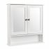  US Direct  Bathroom Mirror Cabinet Shelf Waterproof Space Saving Wall Mounted Double Door Cabinet With Magnetic Lock White