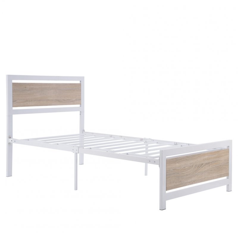 US Bed  Frame With Headboard Footboard Platform Bed For Household Living Room (white)
