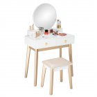 [US Direct] Bedroom Wooden Dressing Table With Two Drawers Storage Box Easy To Install Simple Makeup Table Without Lampn White