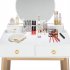  US Direct  Bedroom Wooden Dressing Table With Two Drawers Storage Box Easy To Install Simple Makeup Table Without Lampn White
