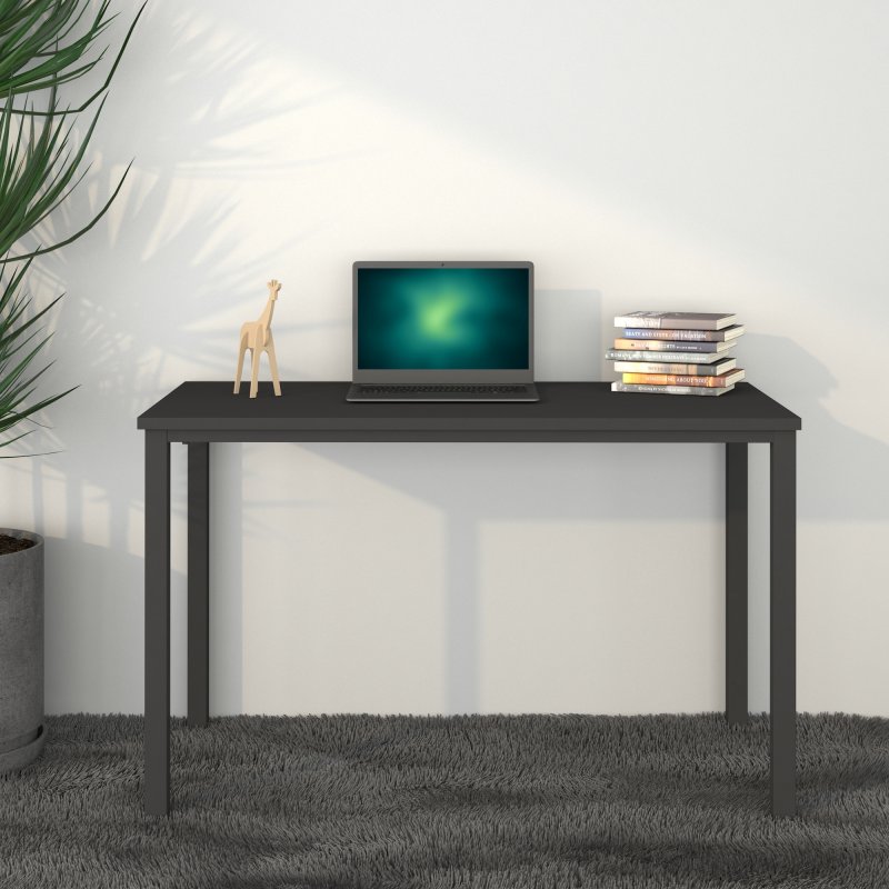 US Black 47inch Computer Desk, MDF And Metal Multi-function Table For Dining and Living Room,Modern Minimalistic Style, Solid Sturdy Table
