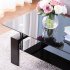  US Direct  Black Highlight Glass Top Cocktail Coffee Table with Wooden Legs    