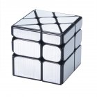 [US Direct] Brain Teaser Brushed Sticker Black Background Twisty Windmill 3x3 Mirror Speed Cube Silver