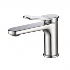 [US Direct] Brass+zinc Alloy Single Hole Faucet Single Handle Sink Brushed Nickel Bathroom Modern Style Anti-rust Anti-corrosion Basin Faucets Silver