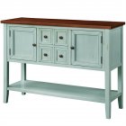  US Direct  Buffet Sideboard table  Console Table With Bottom Shelf Storage Cabinet Desk Household Kitchen Furniture Vintage blue