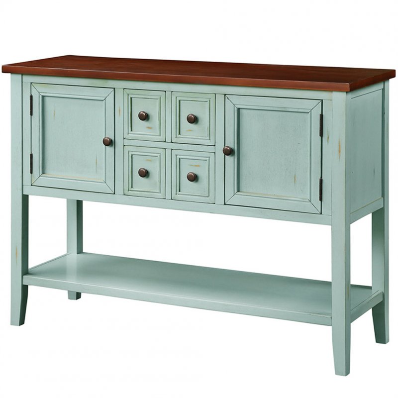 US Buffet Sideboard table  Console Table With Bottom Shelf Storage Cabinet Desk Household Kitchen Furniture Vintage blue
