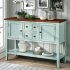  US Direct  Buffet Sideboard table  Console Table With Bottom Shelf Storage Cabinet Desk Household Kitchen Furniture Vintage blue