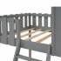  US Direct  Bunk House Bed With Rustic Fence Shaped Guardrail  Gray