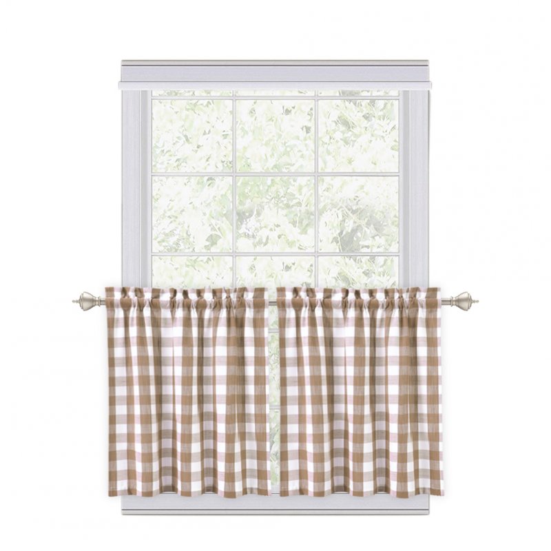 US CAROMIO 2PCS Buffalo Check Rod Pocket Window Curtain Home Decor Window Treatments Small Window Curtains Set