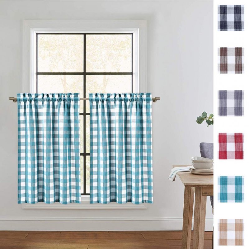 US CAROMIO 2PCS Buffalo Check Rod Pocket Window Curtain Home Decor Window Treatments Small Window Curtains Set