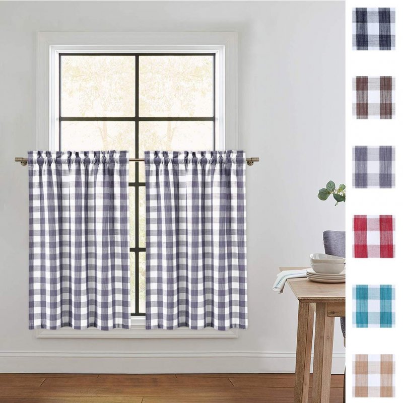 US BUFFALO 2PCS Buffalo Check Rod Pocket Window Curtain Home Decor Window Treatments Small Window Curtains Set