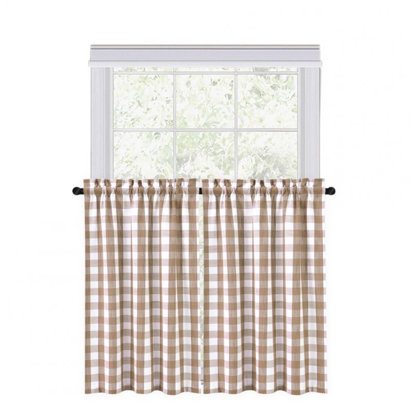 US WHIZMAX 2PCS Buffalo Check Rod Pocket Window Curtain Home Decor Window Treatments Small Window Curtains Set