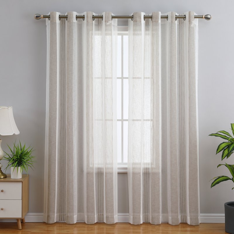 US CAROMIO 52 inch W Sheer Curtains for Living Room Bedroom Beige 52 inch W x84 inch L