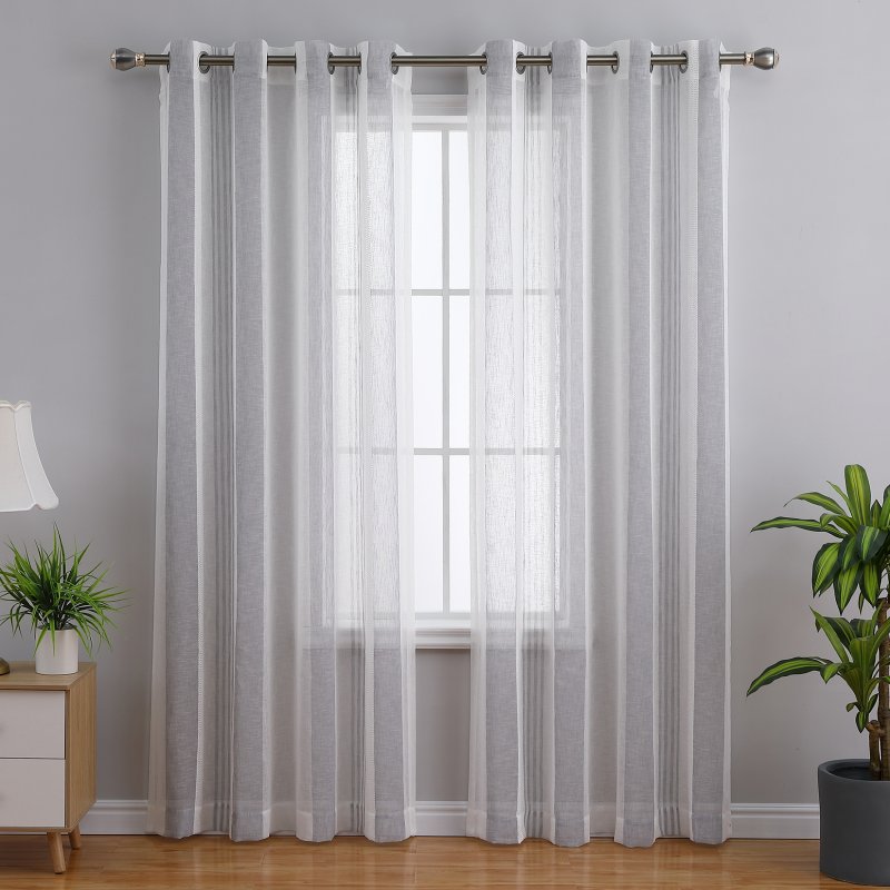 US CAROMIO 52 inch W Sheer Curtains for Living Room Bedroom Light Gray 52 inch W x63 inch L