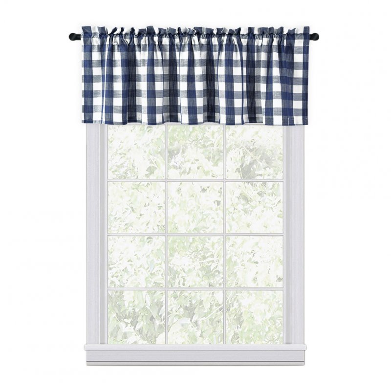 US CAROMIO Buffalo Check Rod Pocket Window Valance Home Decor Window Treatments Navy Blue_52