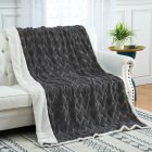  US Direct  CAROMIO Sherpa Fleece Soft Plush Jacquard Fluffy Throw Blanket   Grey