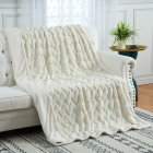  US Direct  CAROMIO Sherpa Fleece Soft Plush Jacquard Fluffy Throw Blanket   Creamy White
