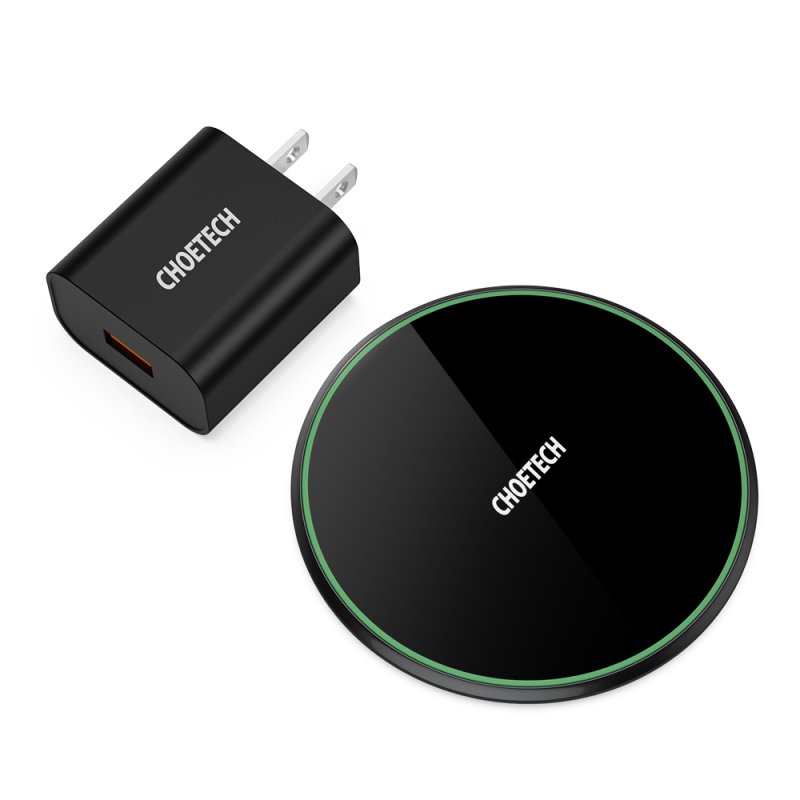 [US Direct] CHOETECH 15W/10W/7.5W Wireless Charger with QC 3.0 Adapter, Fast Wireless Charging Pad   9*9*17