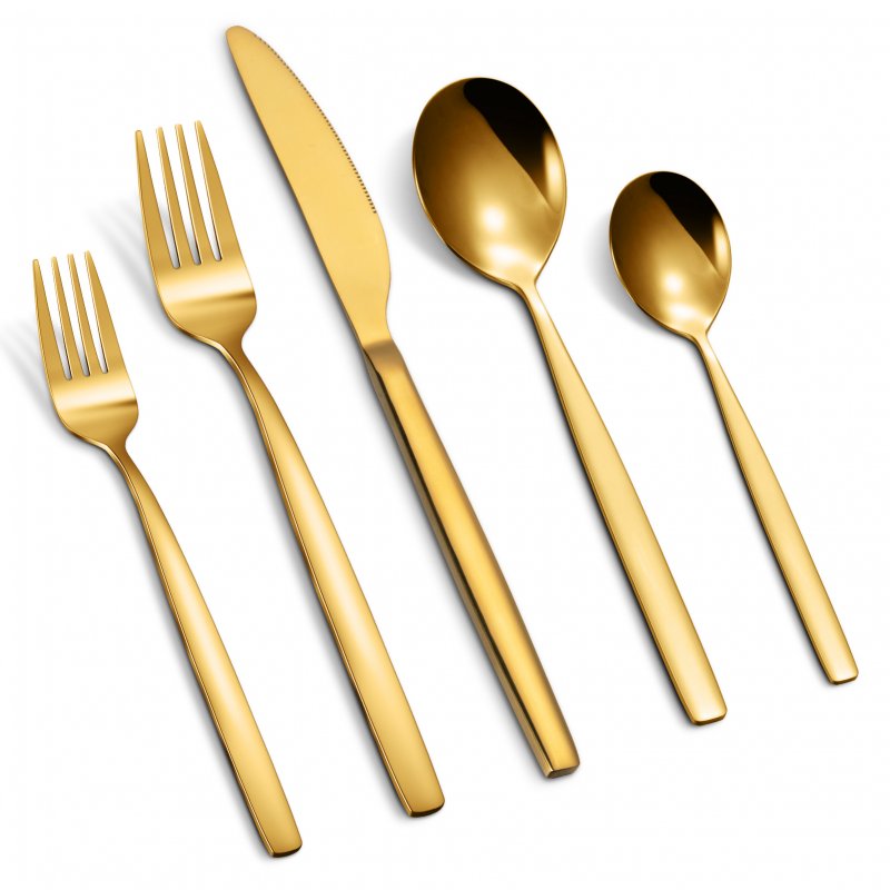 US US CIBEAT 20 Piece Stainless Steel Kitchen Flatware Set - Gold