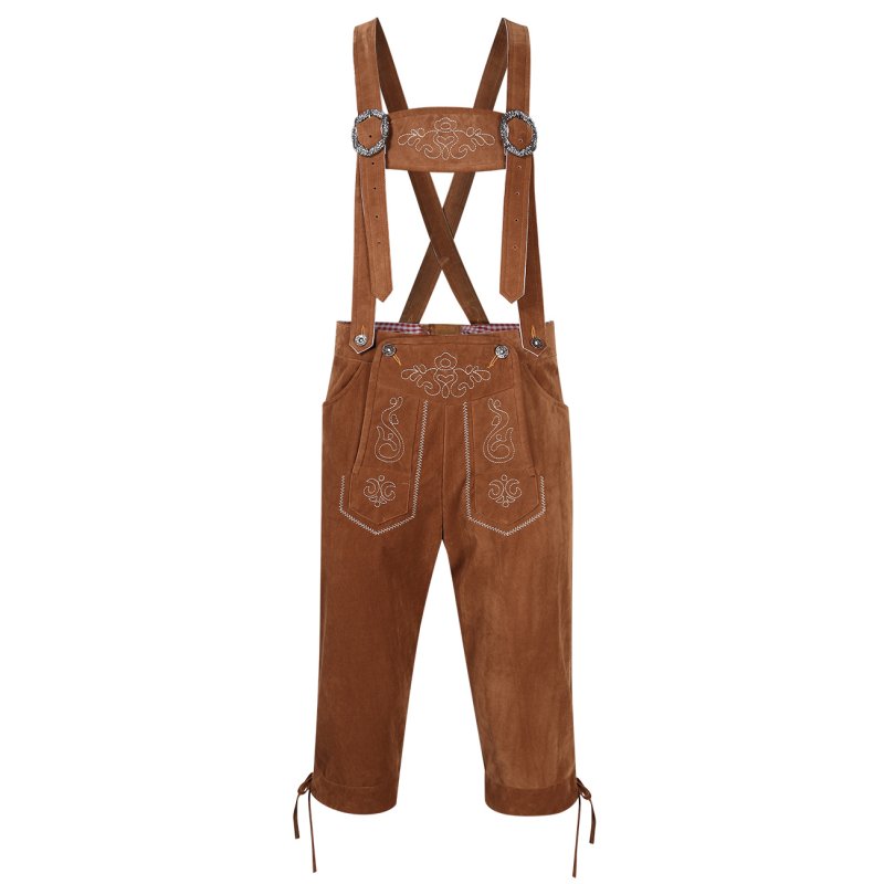 US CLEARLOVE Men Strap Pants Stylish Embroidery Vintage Dress Pants Oktoberfest
