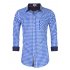  US Direct  CLEARLOVE Upgraded Us Size Men Classic Mosaic Plaid Shirt For Beer Festival blue white plaid 4  M