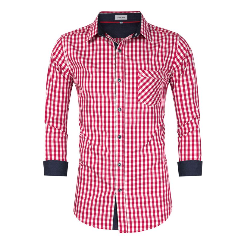 US CLEARLOVE Men Mosaic Plaid Shirt Upgraded Classic for Beer Festival