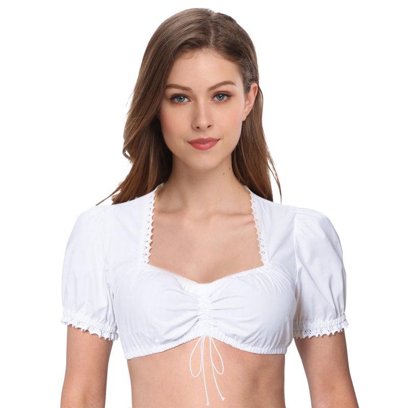 US CLEARLOVE Women Dirndl Blouse Traditional Bavarian Oktoberfest White