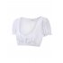  US Direct  CLEARLOVE Women s Lace Stitching Floral Short Sleeve German Dirndl Oktoberfest Blouse Crop Top White XXL