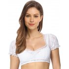 US CLEARLOVE Women's Lace Stitching Floral Short Sleeve German Dirndl Oktoberfest Blouse Crop