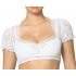  US Direct  CLEARLOVE Women s Lace Stitching Floral Short Sleeve German Dirndl Oktoberfest Blouse Crop Top White XXL