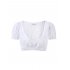  US Direct  CLEARLOVE Women s Lace Stitching Floral Short Sleeve German Dirndl Oktoberfest Blouse Crop Top White XXL