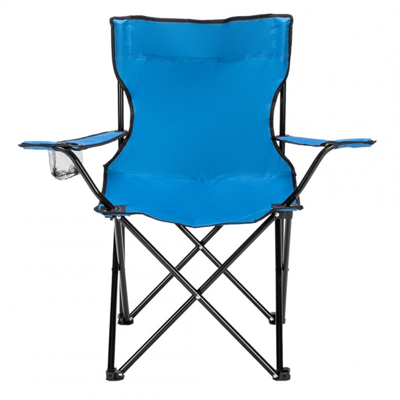 [US Direct] Camping  Chair Engineering Mechanics Design Iron Tube 600d Oxford Cloth Small Simple Foldable Chair 80x50x50 Blue