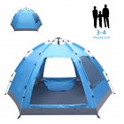 [US Direct] Camping Tent Waterproof Six-sided Single-layer Double-door Double-window Hydraulic Tent For Outdoor Hiking Travel blue