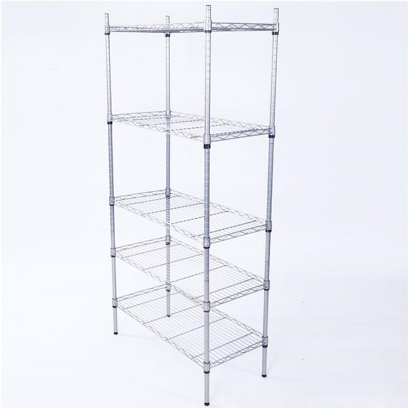 US Carbon Steel 5 Layer Storage  Rack Assembled Metal Shelving Rack For Kitchen Bedroom Silver gray