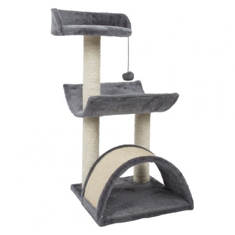 US Cat  Condo  Set 28-inch Tree Tower With Arc Tray Scratching Post Step Hb-20414 N001 Ladder gray