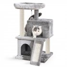 [US Direct] Cat Tree Sisal Scratching Post Kitten Furniture Plush Condo Playhouse with Dangling Toys Cats Activity Centre