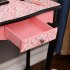  US Direct  Children Dresser Red Leopard Print Three fold Mirror Single Drawer Arc Feet Children Dresser red