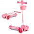  US Direct  Children  Scooter Safety 3 wheel Balance Bike Detachable Basket Automatically Light Wheels Soft Handle Adjustable Height Scooters Pink
