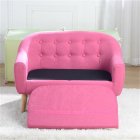 [US Direct] Children  Sofa For 2 Kids With Detachable Cushion Household Furniture For Living Room rose Red