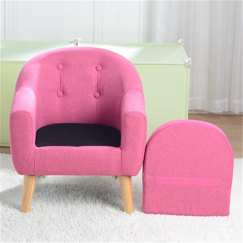 [US Direct] Children  Sofa For Single Children With Detachable Cushion Household Furniture For Living Room rose Red