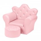 US Children Sofa Environmental Protection Pvc Solid Wood Composite Board Crown-shape Single Sofa pink