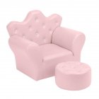  US Direct  Children Sofa Environmental Protection Pvc Solid Wood Composite Board Crown shape Single Sofa pink