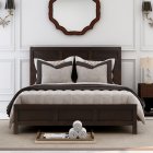 [US Direct] Classic Full Platform Bed In Rich Brown No Box Spring Needed( Configurable Bedroom Sets)