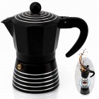 [US Direct] Classic Italian Style Moka  Pot 3 Cups Coffee Pot Heat-proof Lid Ergonomic Handle Exquisite Aluminum Stovetop Espresso Maker 6oz Black