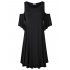  US Direct  Clearlove Women s Stylish Summer Dress Solid Round Neck Cold Shoulder Loose Casual Blouse Dress