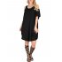  US Direct  Clearlove Women s Stylish Summer Dress Solid Round Neck Cold Shoulder Loose Casual Blouse Dress